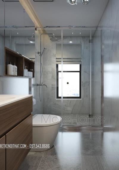 Mẫu vách kính phòng tắm 180 độ cho căn hộ chung cư