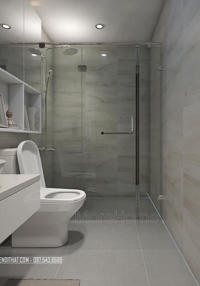 Mẫu Vách kính nhà tắm cửa mở quay 