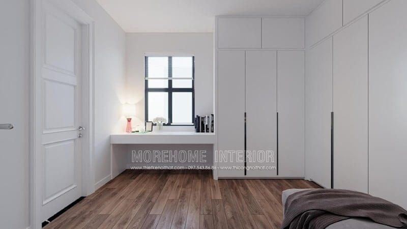 Mẫu tủ quần áo gỗ cao cấp màu trắng sơn bệt alkana cao cấp thiết kế kiểu thùng phào chỉ, mặt cánh phẳng mịn dễ dàng vệ sinh