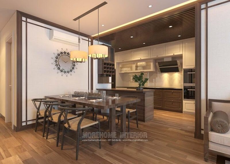 Bộ bàn ăn gỗ 6 ghế có kiểu dáng đơn giản nhưng vẫn đầy tinh tế và sang trọng.